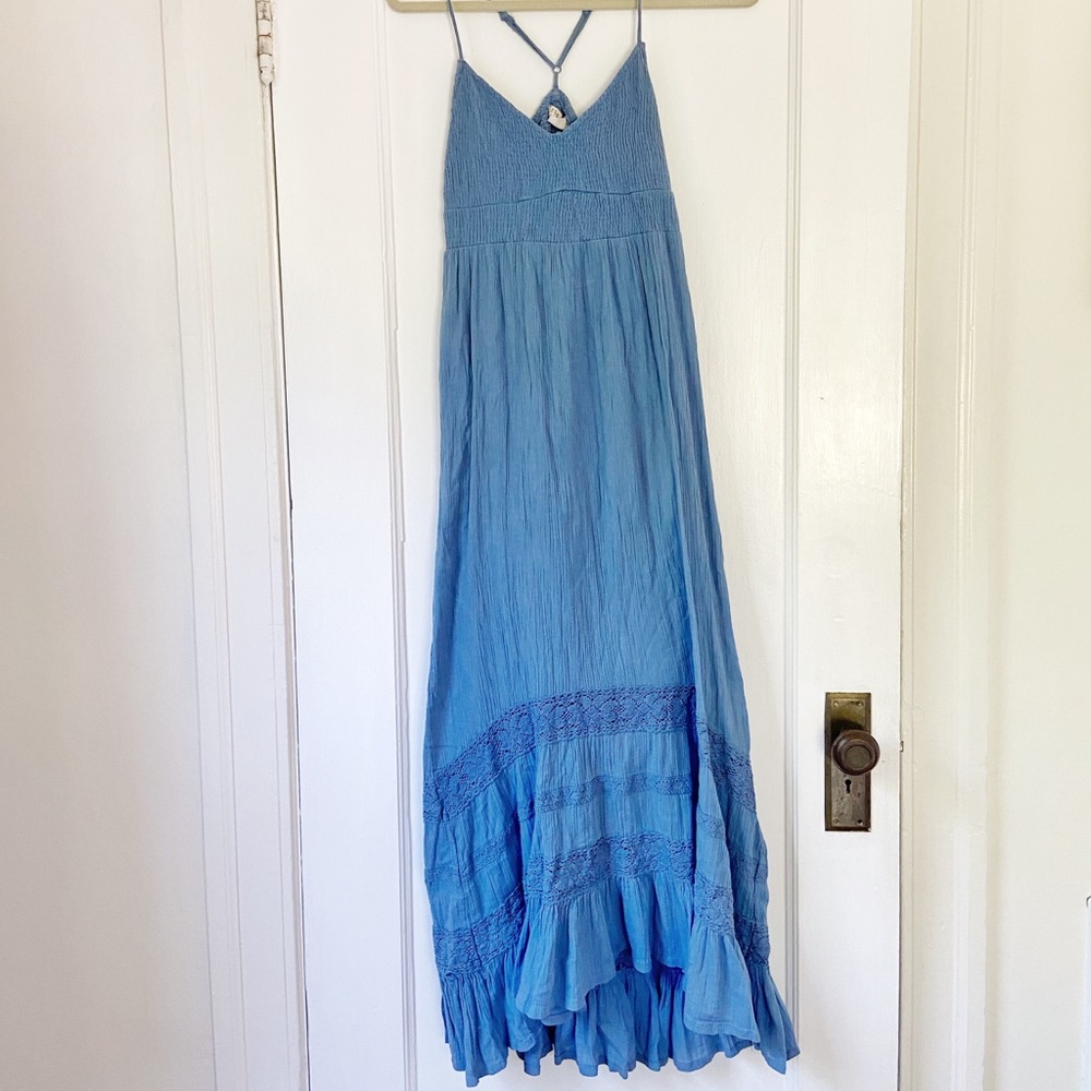 Blue Billabong Ruffle Maxi Dress